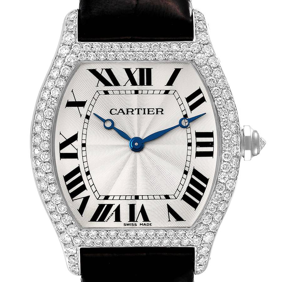 Cartier Tortue  White Gold Diamond Mens Watch WA504351 SwissWatchExpo