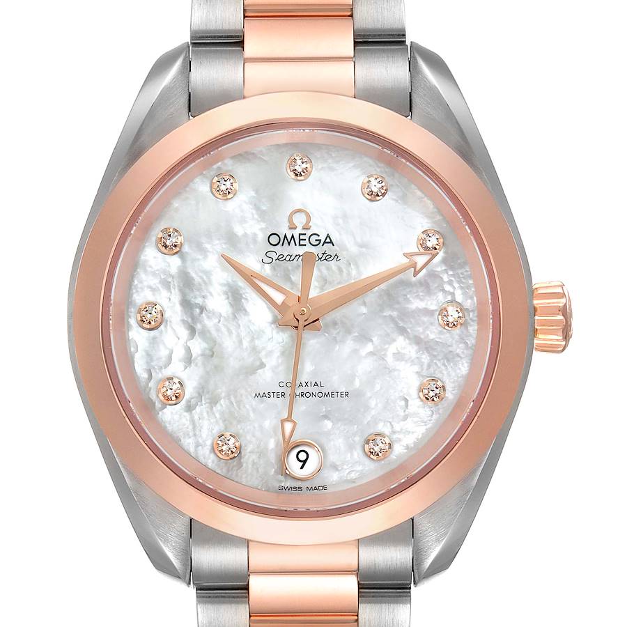 Omega Aqua Terra Sedna Gold Diamond Ladies Watch 220.20.34.20.55.001 Unworn SwissWatchExpo
