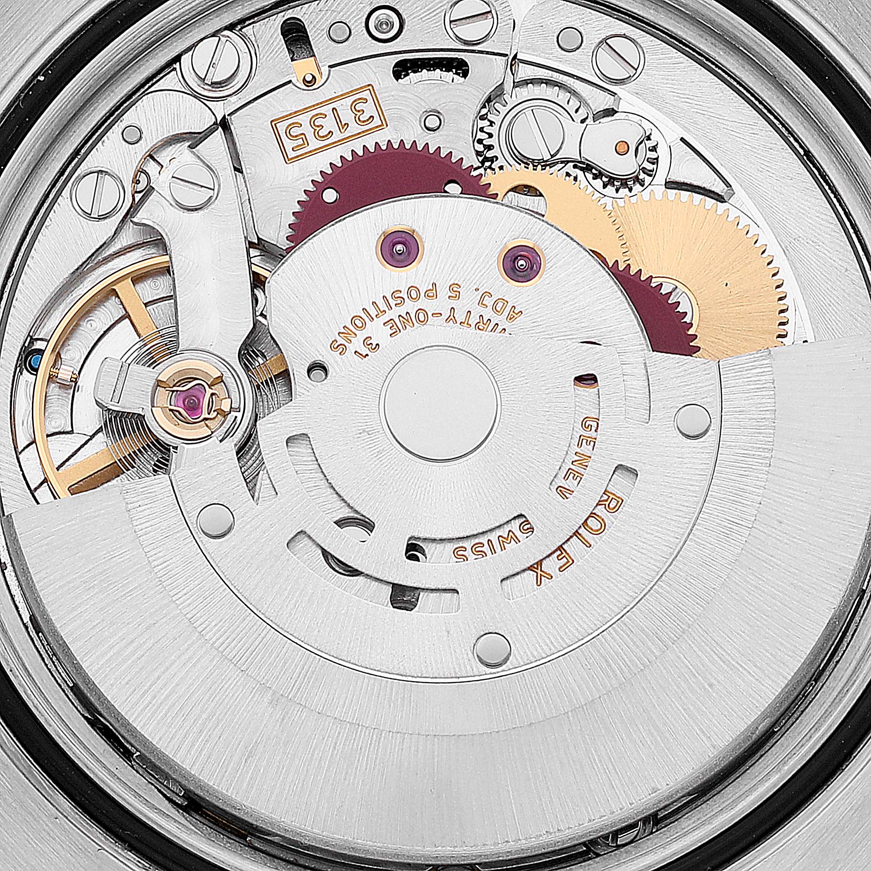 This image shows the internal movement mechanism of a Rolex Datejust 116200 Men's Stainless Steel Blue Dial 116200 Men's Stainless Steel Blue Dial watch.
