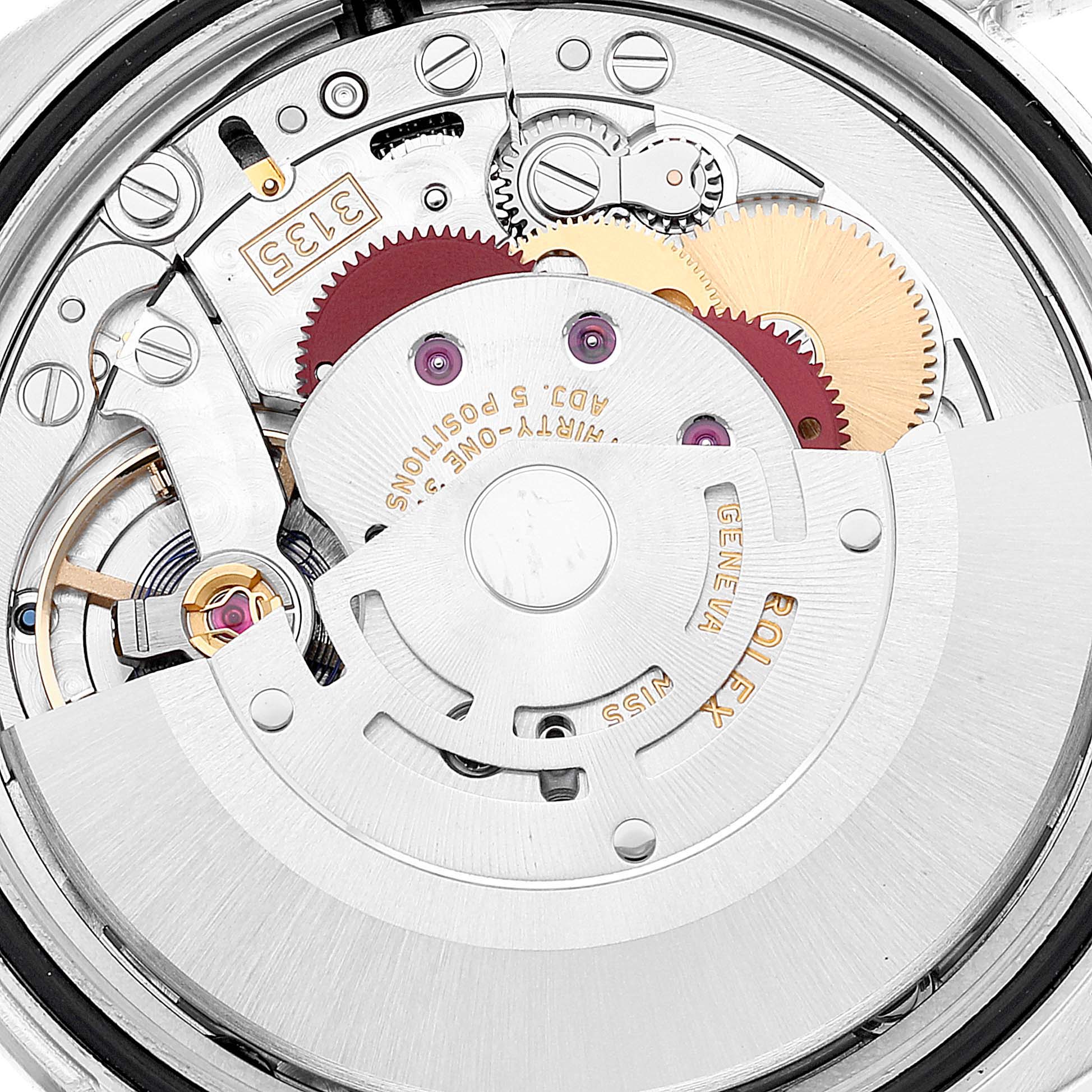 This image shows the internal movement of a Rolex Datejust 116244 Men's Stainless Steel Silver Dial 116244 Men's Stainless Steel Silver Dial watch, viewed from the back.