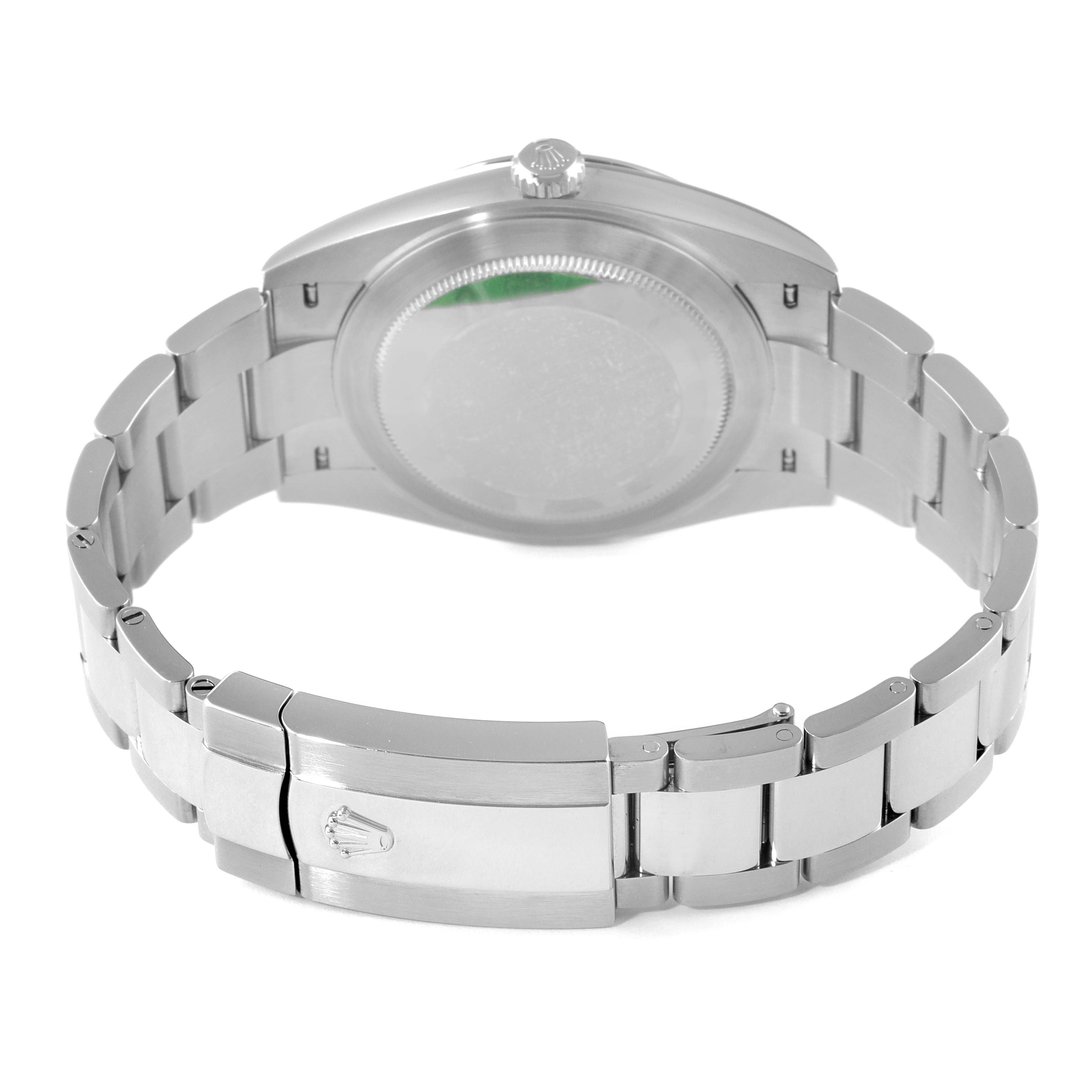 This image shows the back and bracelet clasp of a Rolex Datejust 41 126300 Men
s Stainless Steel Blue Dial 126300 Men
s Stainless Steel Blue Dial watch from a rear angle.