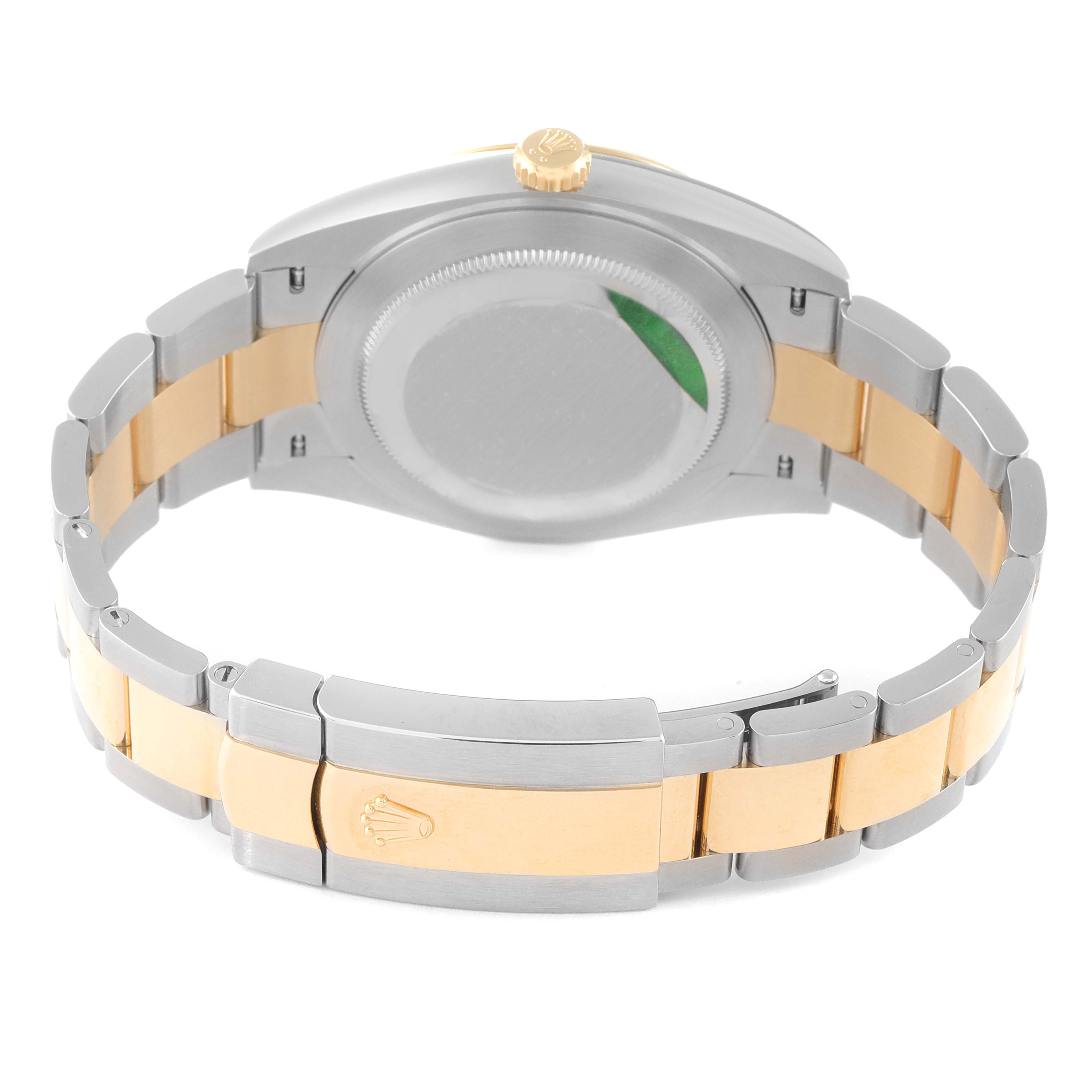 This image shows the back view of the Rolex Datejust 41 126333 Men's Steel and Gold (two tone) Black Dial 126333 Men's Steel and Gold (two tone) Black Dial watch, including the case back, crown, and two-tone bracelet.