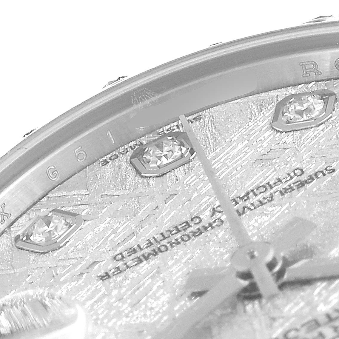 This image shows a close-up angled view of the dial and bezel of a Rolex Mid-Size 178344 Women's Stainless Steel Silver Dial 178344 Women's Stainless Steel Silver Dial watch, featuring diamond hour markers.