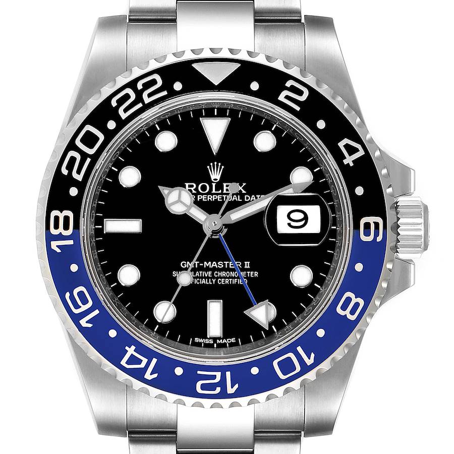 Rolex GMT Master II Batman Blue Black Ceramic Bezel Steel Watch 116710 BLNR Box Card SwissWatchExpo