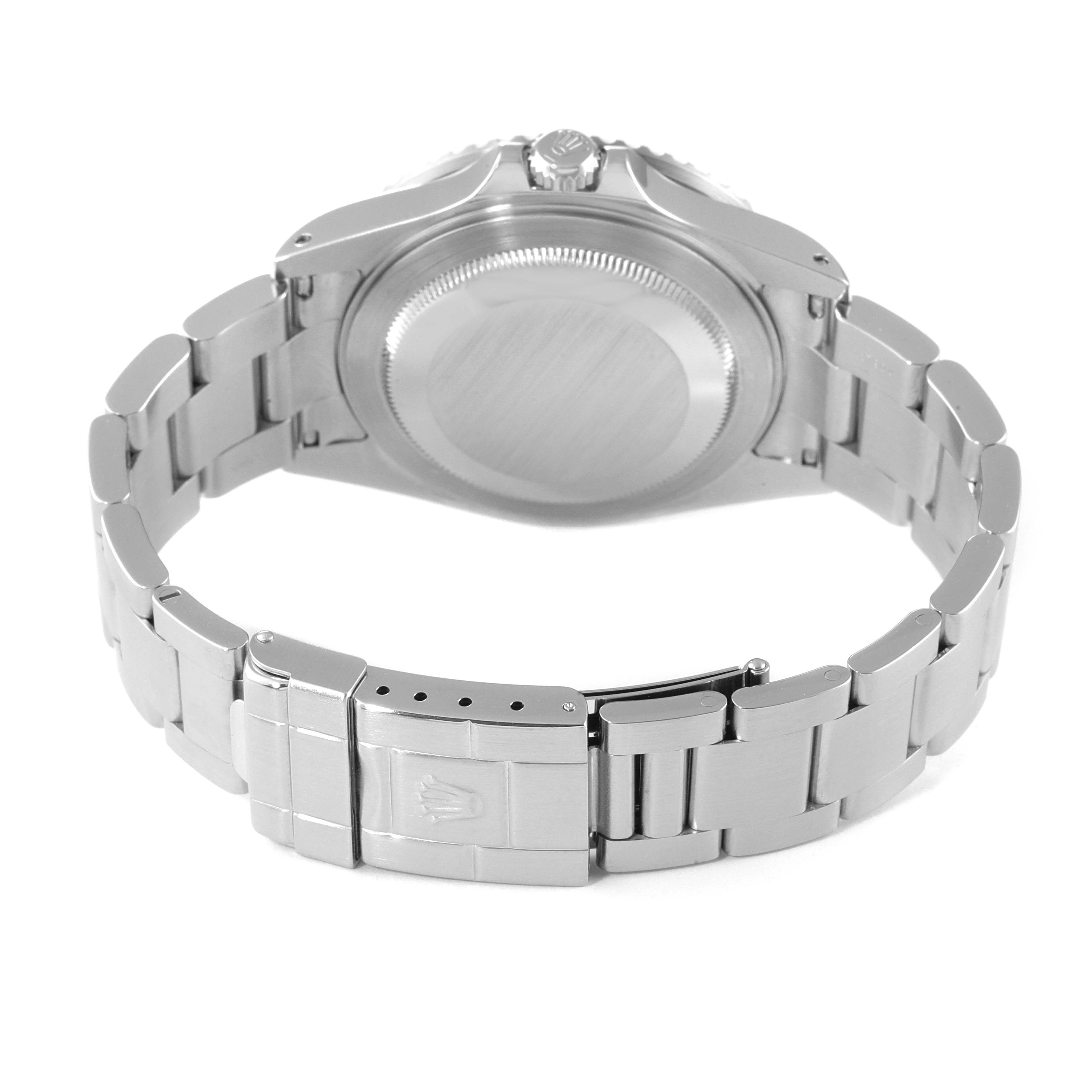 This image shows the backside and clasp of the Rolex GMT-Master 16710 Men
s Stainless Steel Black Dial 16710 Men
s Stainless Steel Black Dial watch, highlighting its bracelet and case back.