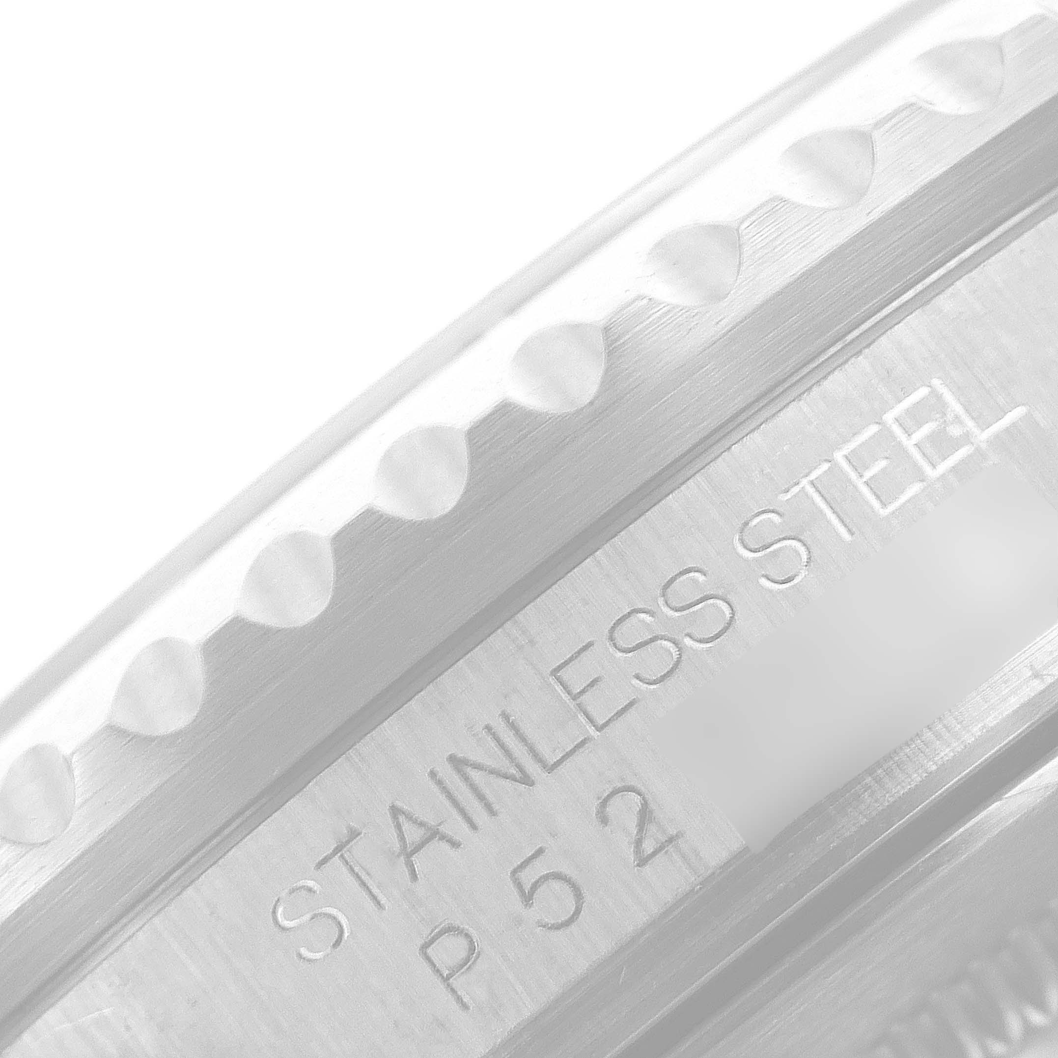 The image shows a close-up of the bezel and inner side of the case of a Rolex GMT-Master 16710 Men
s Stainless Steel Black Dial 16710 Men
s Stainless Steel Black Dial Stainless Steel watch.