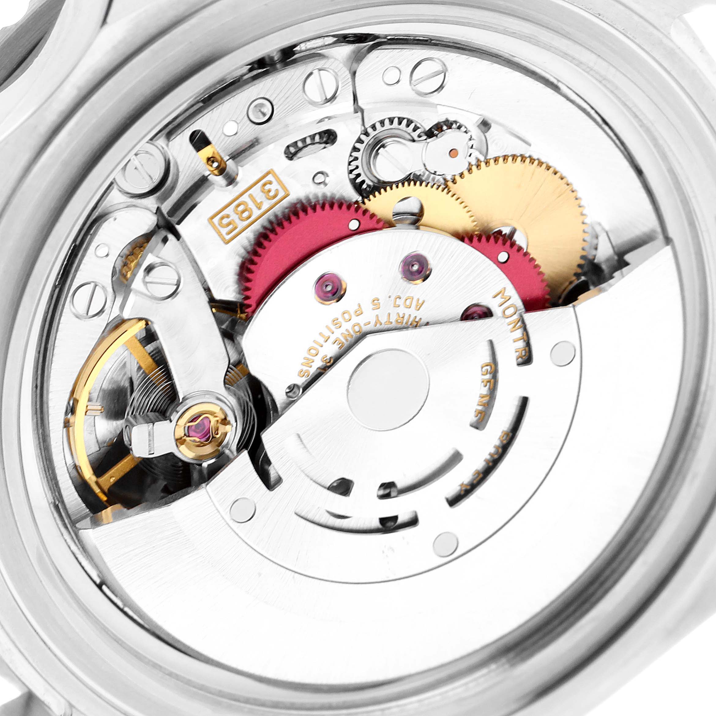 This image shows a close-up view of the movement and internal components of a Rolex GMT-Master 16710 Men
s Stainless Steel Black Dial 16710 Men
s Stainless Steel Black Dial watch.