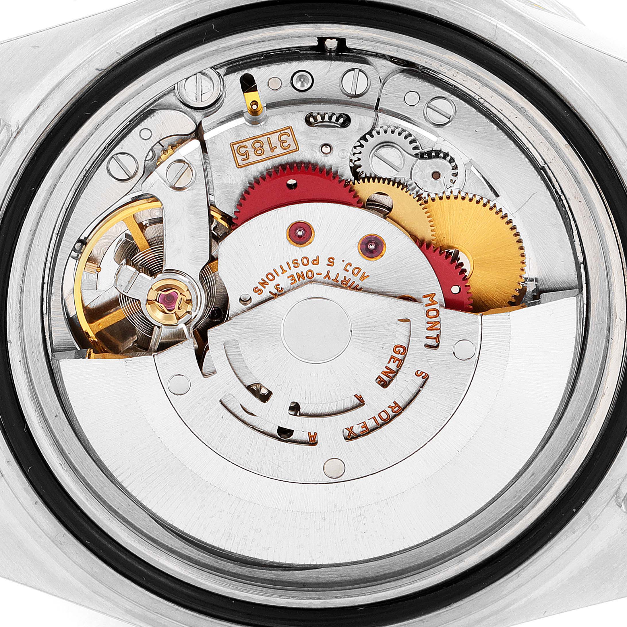 The image shows the internal mechanical movement of the Rolex GMT-Master 16713 Men's Steel and Gold (two tone) Grey Dial 16713 Men's Steel and Gold (two tone) Grey Dial watch.