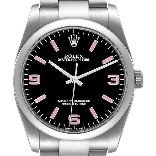 Photo of NOT FOR SALE Rolex Oyster Perpetual 36 Pink Baton Black Dial Steel Watch 116000 PARTIAL PAYMENT