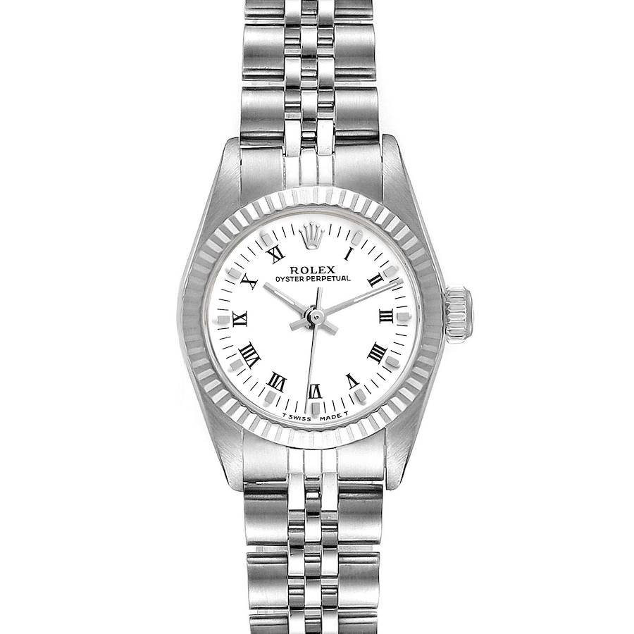 Rolex Oyster Perpetual Steel White Gold Ladies Watch 67194 Papers SwissWatchExpo