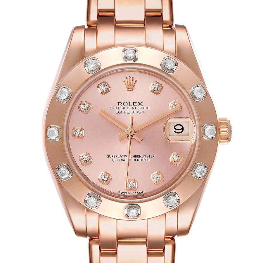Rolex Pearlmaster 34 18k Rose Gold Diamond Ladies Watch 81315 SwissWatchExpo