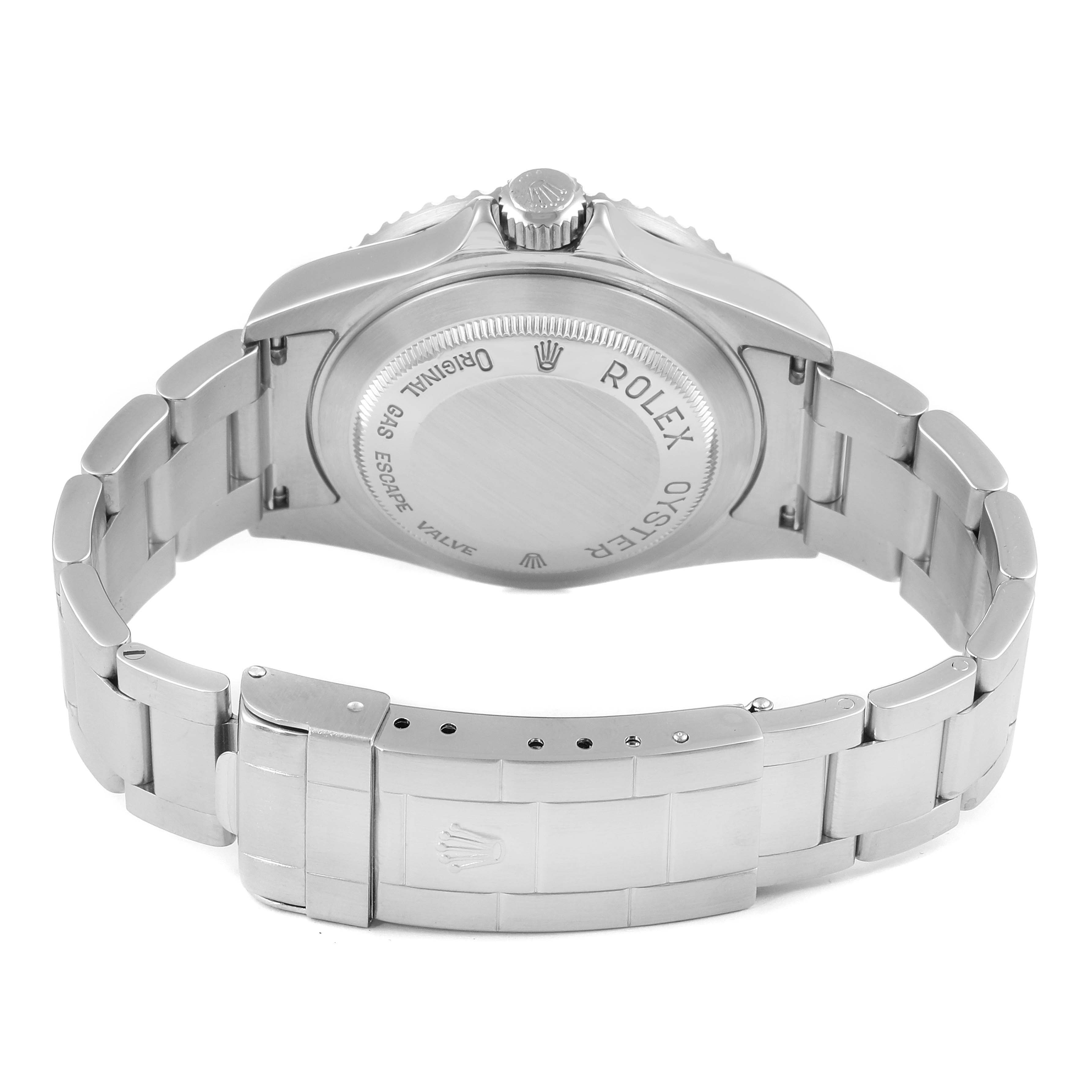 The image shows the back case and bracelet of a Rolex Sea-Dweller 16600 Men
s Stainless Steel Black Dial 16600 Men
s Stainless Steel Black Dial watch, including the clasp and crown.