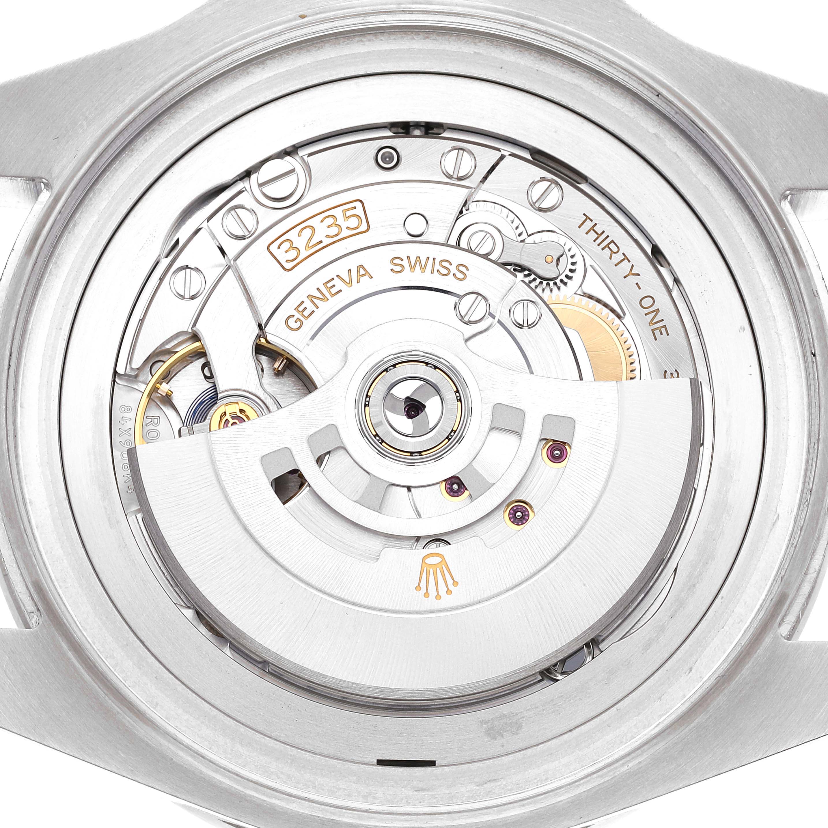 This image shows the internal mechanism and movement of the Rolex Sea-Dweller 126660 Men's Stainless Steel Blue Dial 126660 Men's Stainless Steel Blue Dial watch in a close-up view.