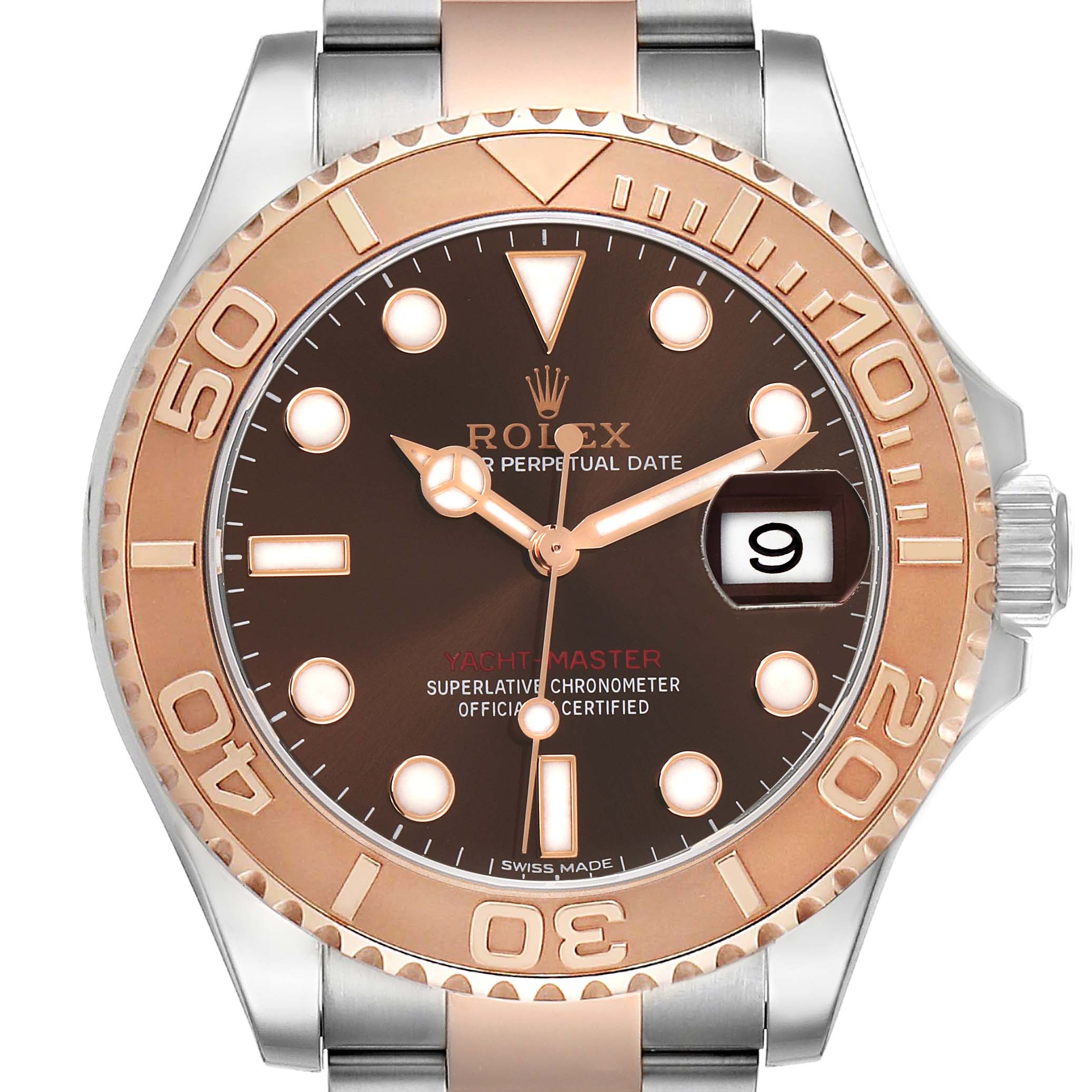 The image shows a frontal view of a Rolex Turn-o-Graph watch, displaying the dial, bezel, and crown.