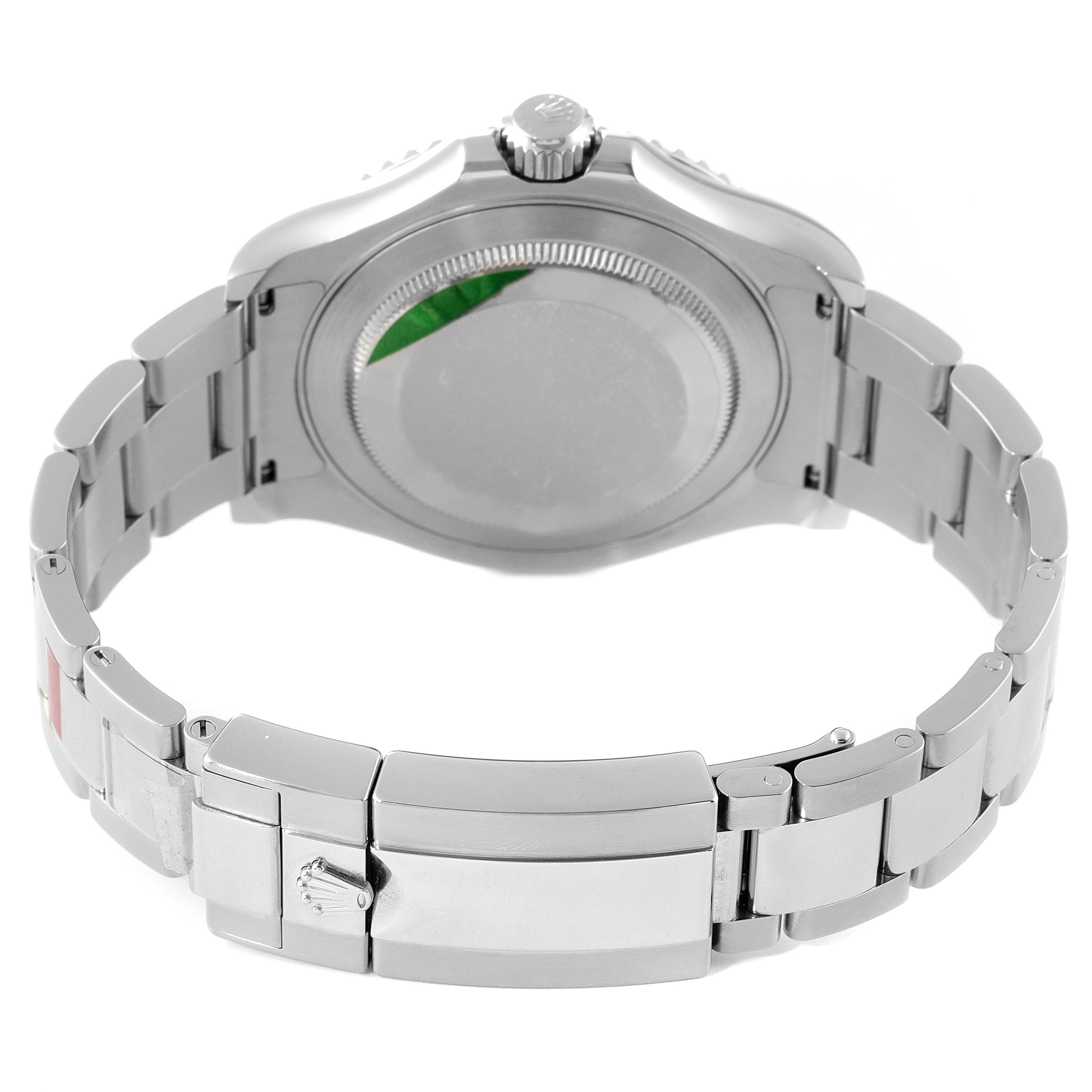 This image shows the backside and bracelet clasp of the Rolex Yacht-Master 116622 Men's Stainless Steel Grey Dial 116622 Men's Stainless Steel Grey Dial watch.