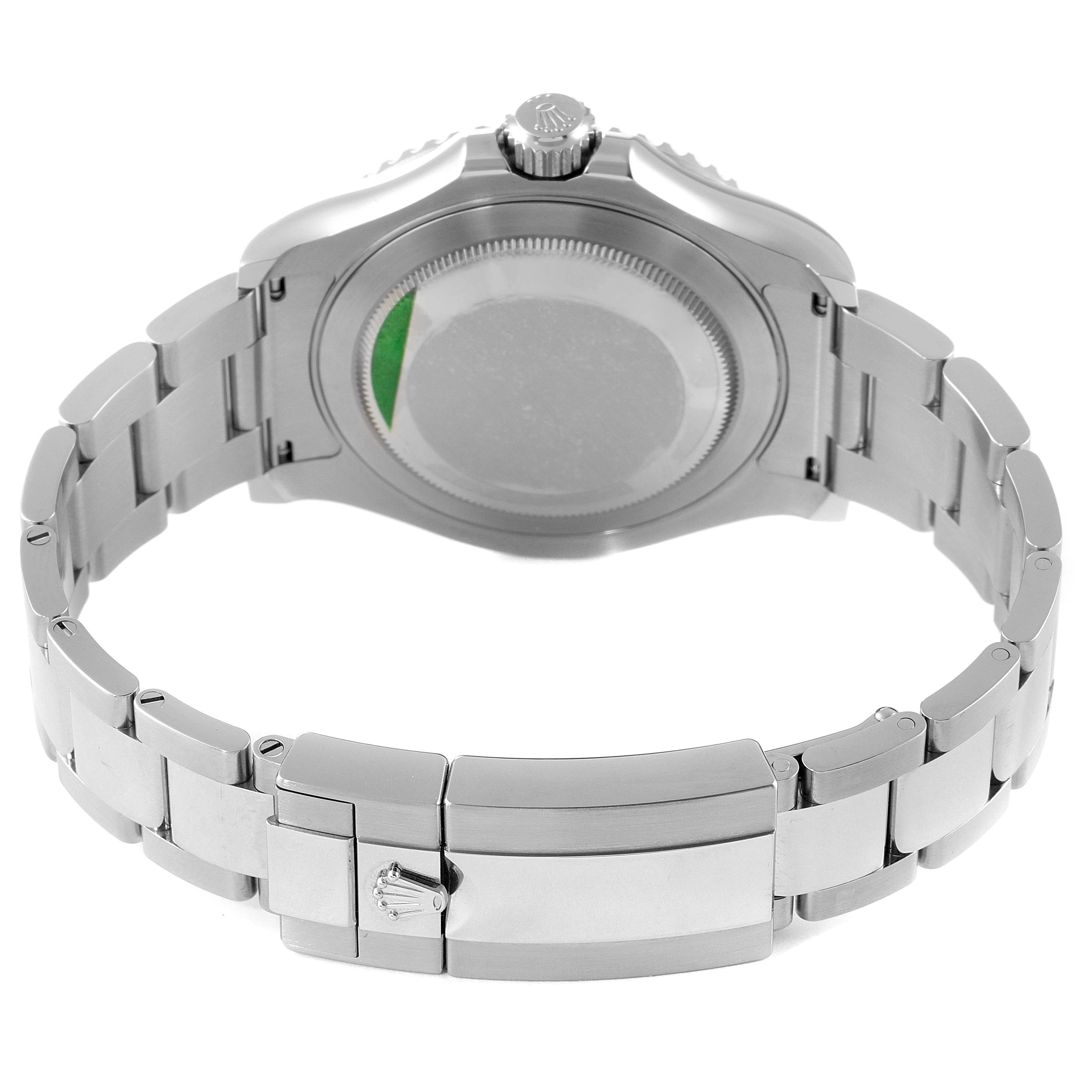 The image shows the backside and bracelet of a Rolex Yacht-Master 116622 Men's Stainless Steel Grey Dial 116622 Men's Stainless Steel Grey Dial watch, highlighting the clasp and case back.