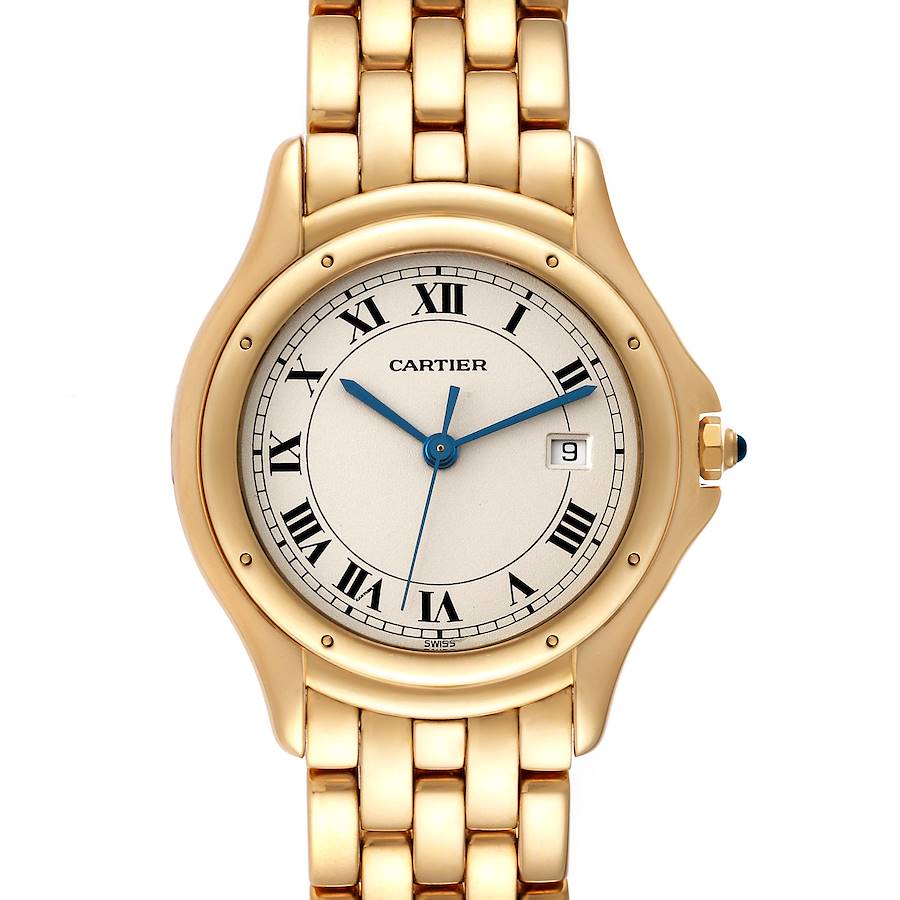 Cartier Cougar 18K Yellow Gold Silver Dial Ladies Watch 116000R SwissWatchExpo