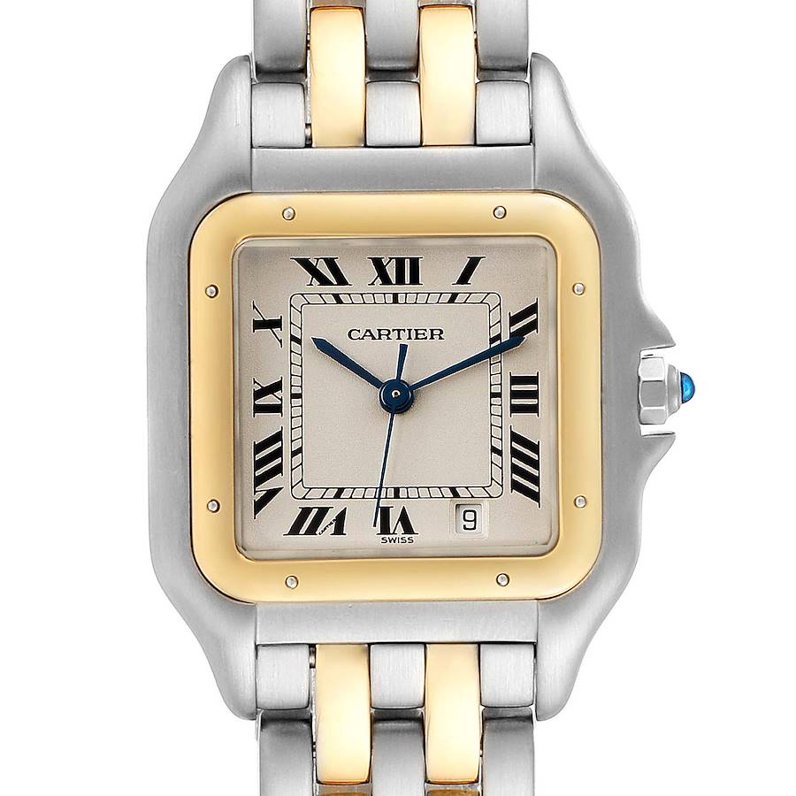 Cartier Panthere Large Steel Yellow Gold Two Row Mens Watch W25028B8 Papers SwissWatchExpo