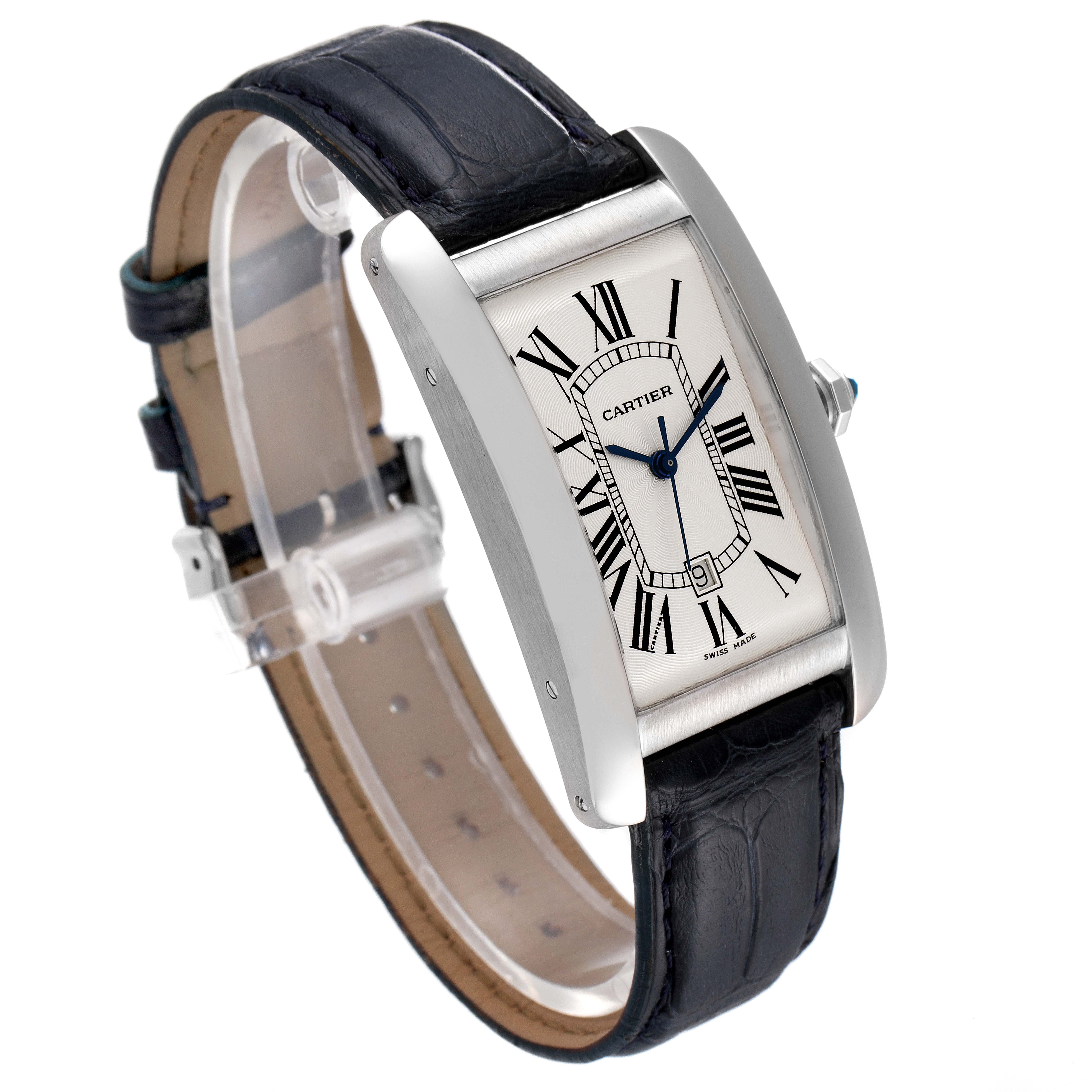 Cartier Tank Americaine 18K White Gold Large Silver Dial Mens Watch ...