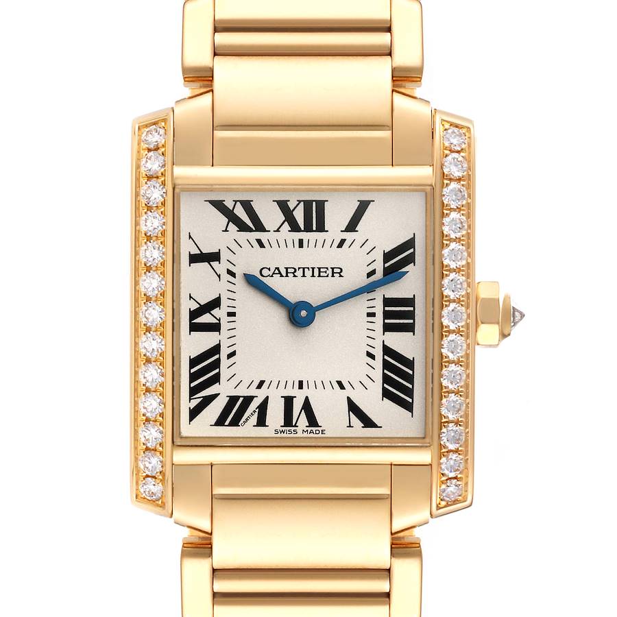 Cartier Tank Francaise Midsize Yellow Gold Diamond Watch WJTA0025 Box Card SwissWatchExpo