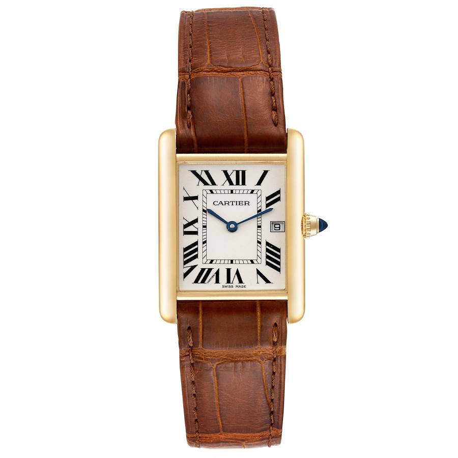 Cartier Tank Louis 18K Yellow Gold Brown Strap Mens Watch W1529756