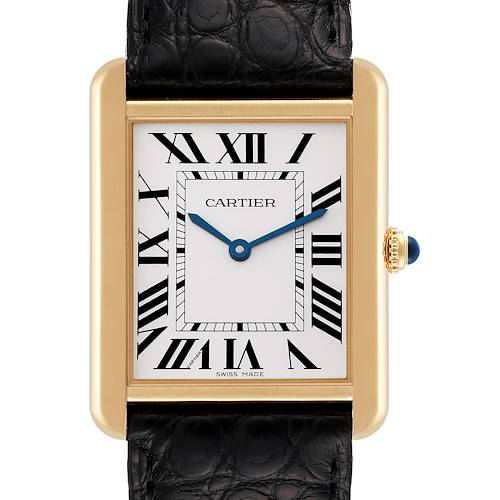 Photo of Cartier Tank Solo Large Yellow Gold Steel Mens Watch W5200004 Papers