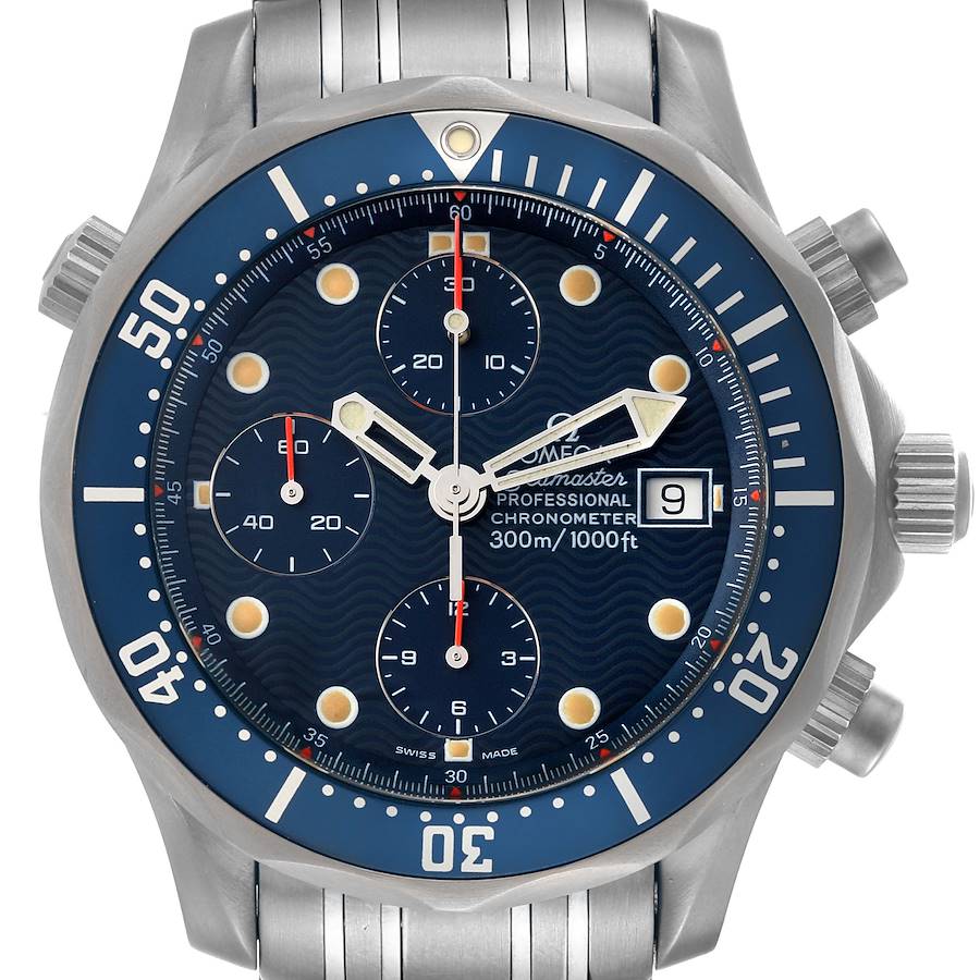 Omega Seamaster Diver Chronograph Blue Dial Titanium Mens Watch 2298.80.00 SwissWatchExpo