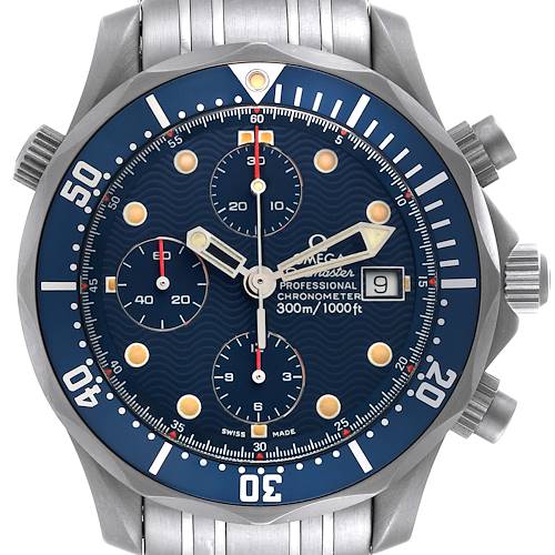 Photo of Omega Seamaster Diver Chronograph Blue Dial Titanium Mens Watch 2298.80.00 Card
