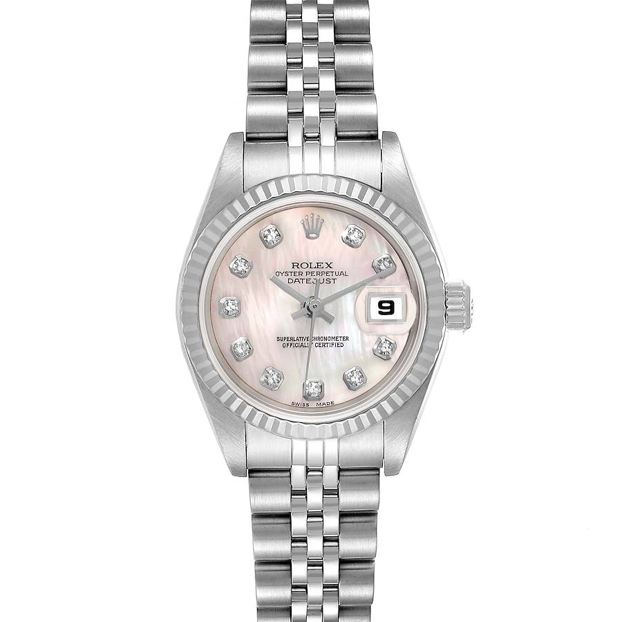 Rolex Datejust 26mm Steel White Gold MOP Diamond Dial Ladies Watch 79174 SwissWatchExpo