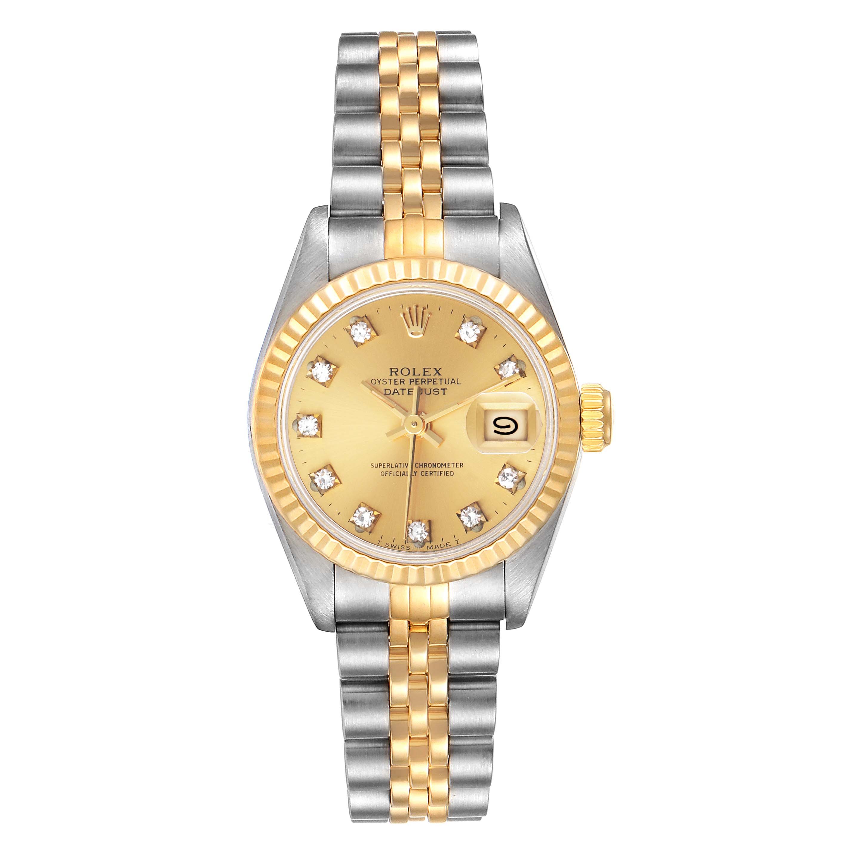 Rolex Datejust 26mm Steel Yellow Gold Diamond Ladies Watch 69173 ...