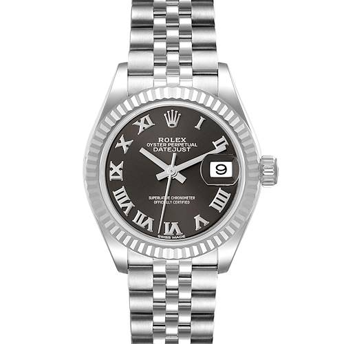 Photo of Rolex Datejust 28 Steel White Gold Dark Grey Dial Ladies Watch 279174