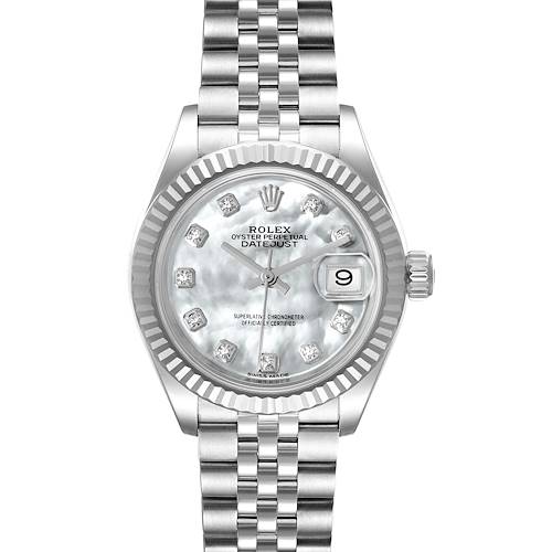 Photo of Rolex Datejust 28 Steel White Gold Mother of Pearl Diamond Ladies Watch 279174