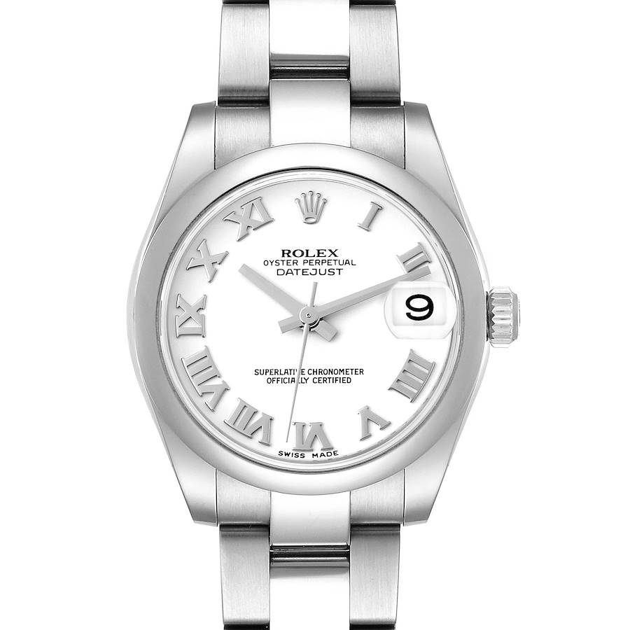 Rolex Datejust 31 Midsize White Dial Smooth Bezel Steel Ladies Watch 178240 SwissWatchExpo