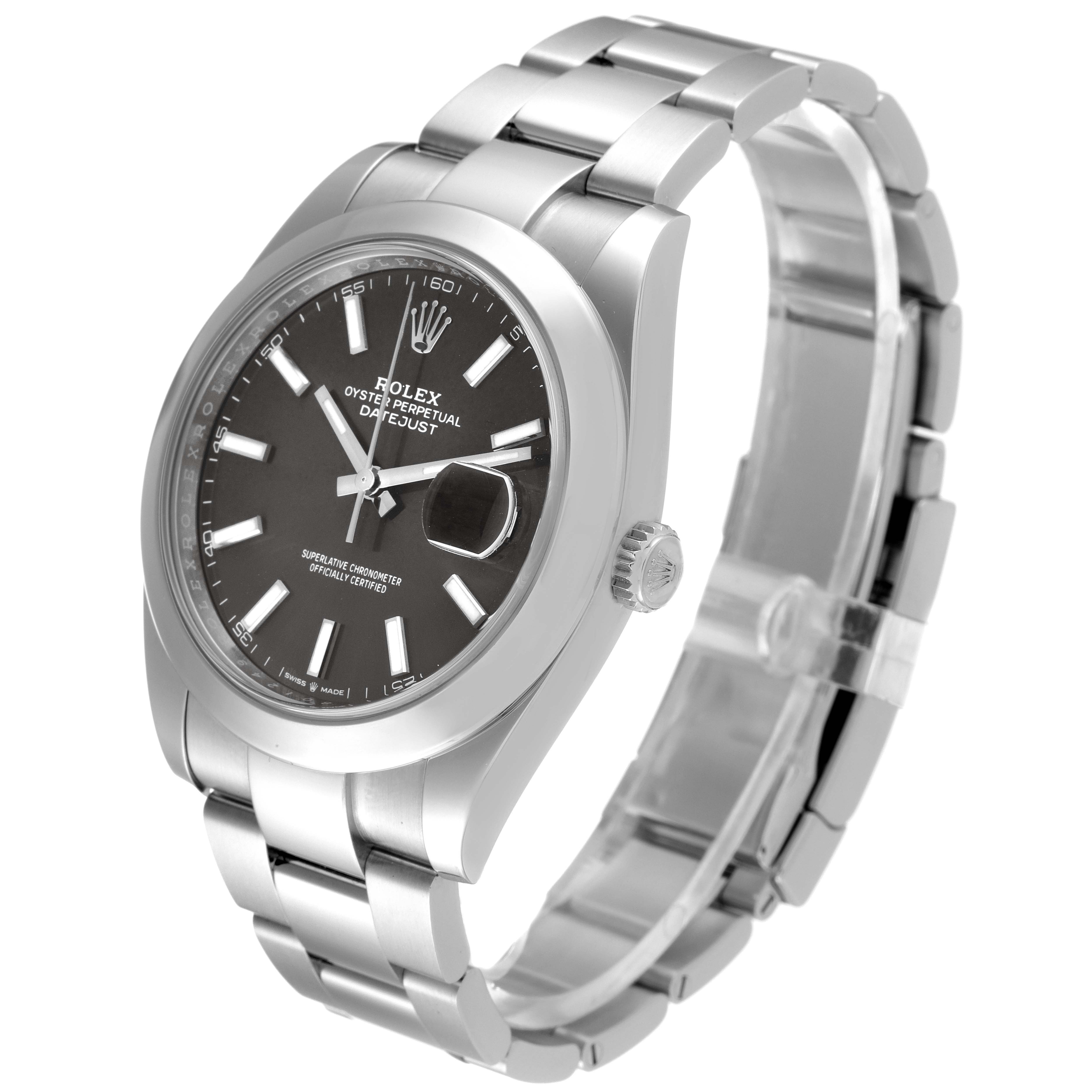 The Rolex Datejust 41 126300 Men
s Stainless Steel Grey Dial 126300 Men
s Stainless Steel Grey Dial watch is shown at a slight angle displaying the face, bezel, crown, and metal bracelet.