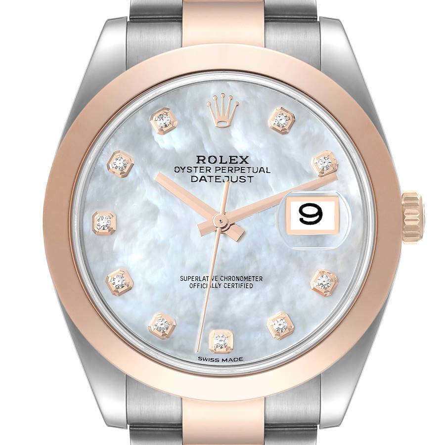 Rolex Datejust 41 Steel Rose Gold Mother of Pearl Diamond Dial Mens Watch 126301 SwissWatchExpo