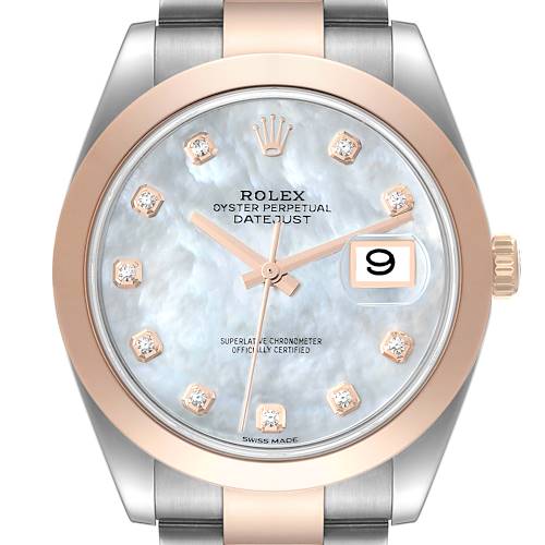 Photo of Rolex Datejust 41 Steel Rose Gold Mother of Pearl Diamond Dial Mens Watch 126301