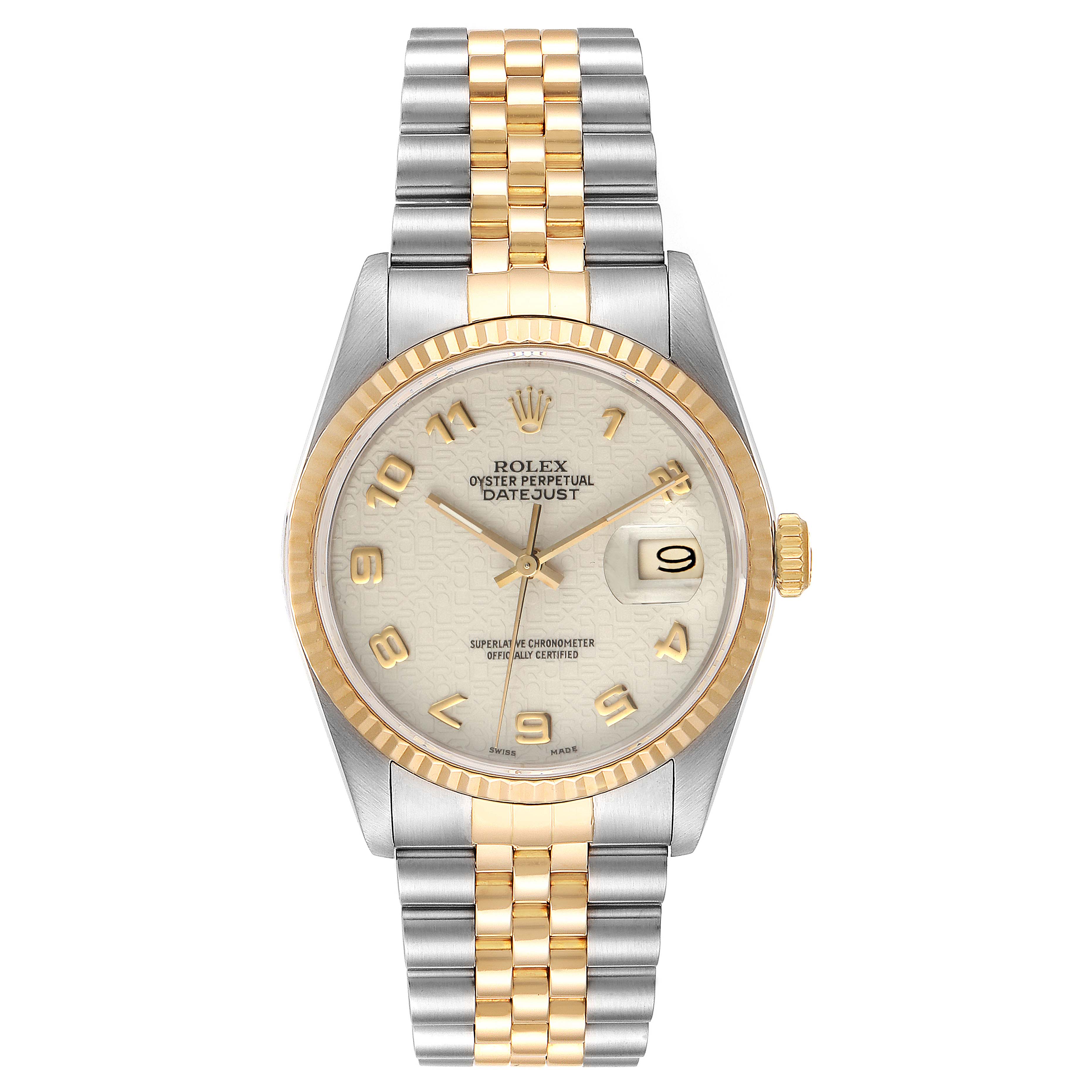 Rolex Datejust Steel 18K Yellow Gold Anniversary Dial Mens Watch 16233 ...