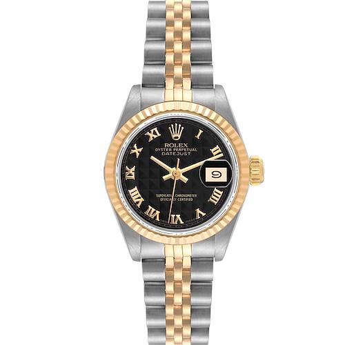 Photo of Rolex Datejust Steel Yellow Gold Black Pyramid Dial Ladies Watch 69173