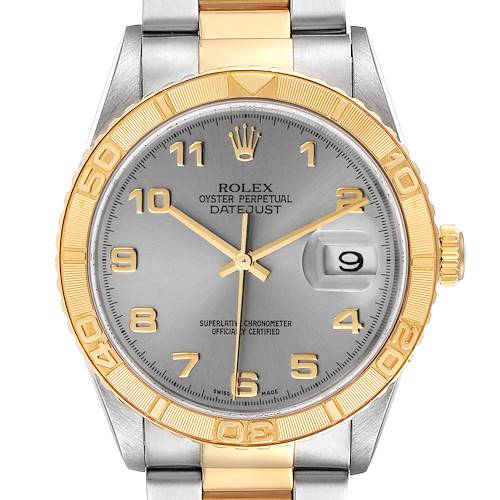 Photo of Rolex Datejust Turnograph Steel Yellow Gold Grey Dial Mens Watch 16263