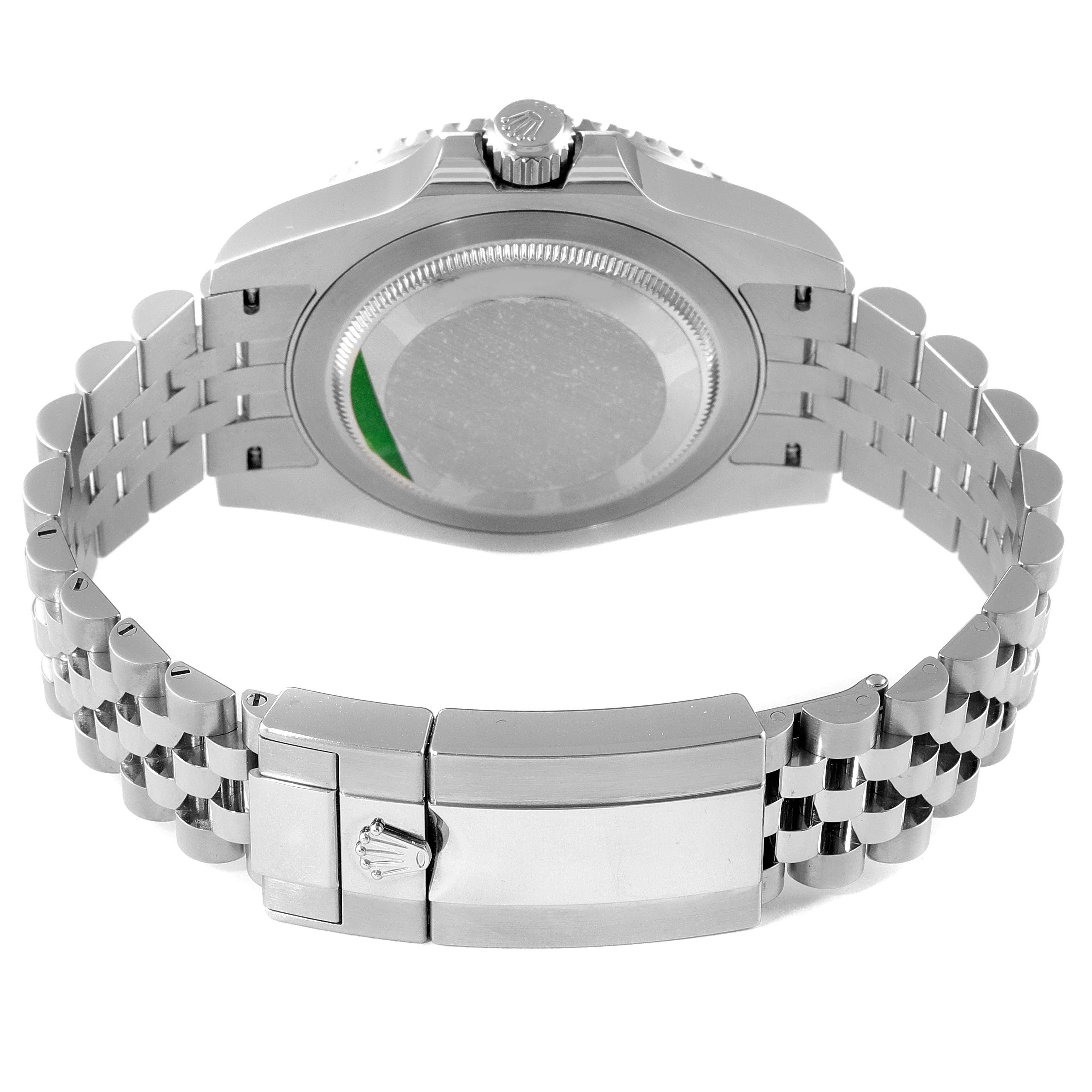 The image shows the back case and clasp of a Rolex GMT-Master 126710BLRO Men's Stainless Steel Black Dial 126710BLRO Men's Stainless Steel Black Dial watch, viewed from a straight rear angle.