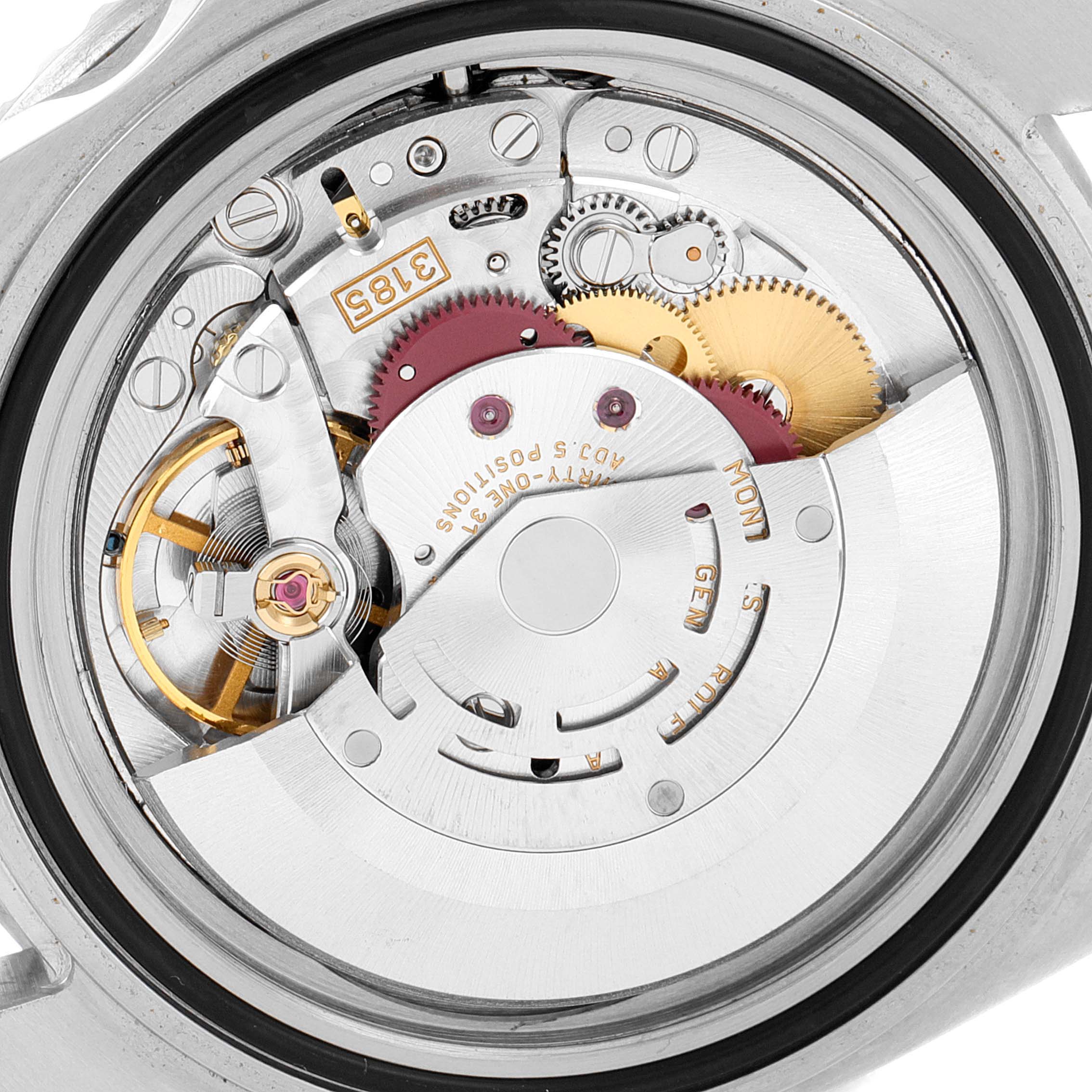 This image shows a close-up view of the movement and internal mechanism of a Rolex GMT-Master 16710 Men
s Stainless Steel Black Dial 16710 Men
s Stainless Steel Black Dial watch.