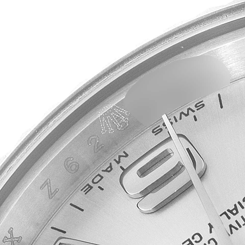 This image shows a close-up of the dial, minute hand, and part of the bezel of a Rolex Oyster Perpetual 176234 Women's Stainless Steel Silver Dial 176234 Women's Stainless Steel Silver Dial watch.
