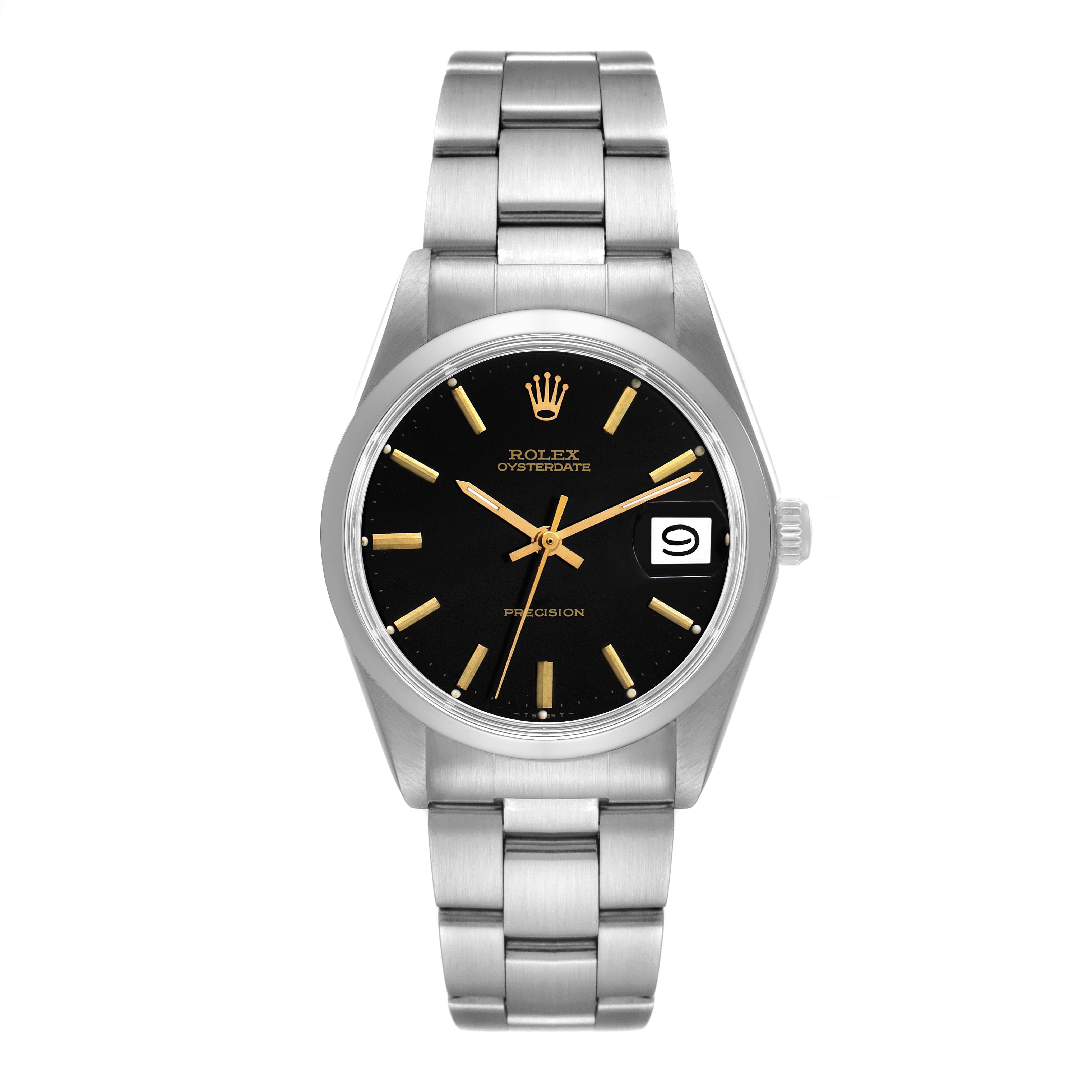 The image shows a front view of a Vintage Collection Rolex Oysterdate watch, displaying the dial and bracelet.