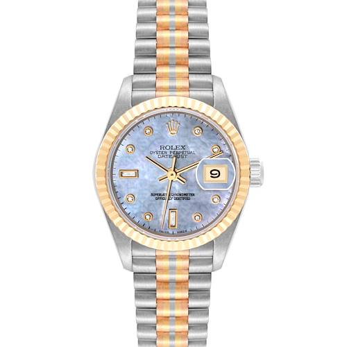 Photo of Rolex President Tridor White Yellow Rose Gold Mother Of Pearl Diamond Ladies Watch 69179