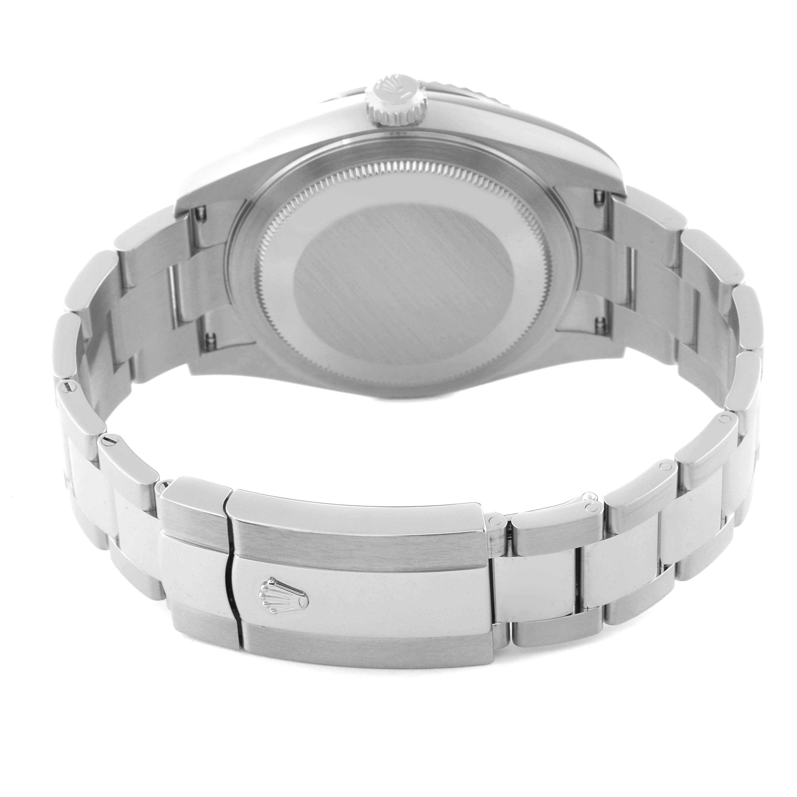 This image shows the back view of a Rolex Sky-Dweller 326934 Men's Stainless Steel Silver Dial 326934 Men's Stainless Steel Silver Dial watch, highlighting the clasp and bracelet.