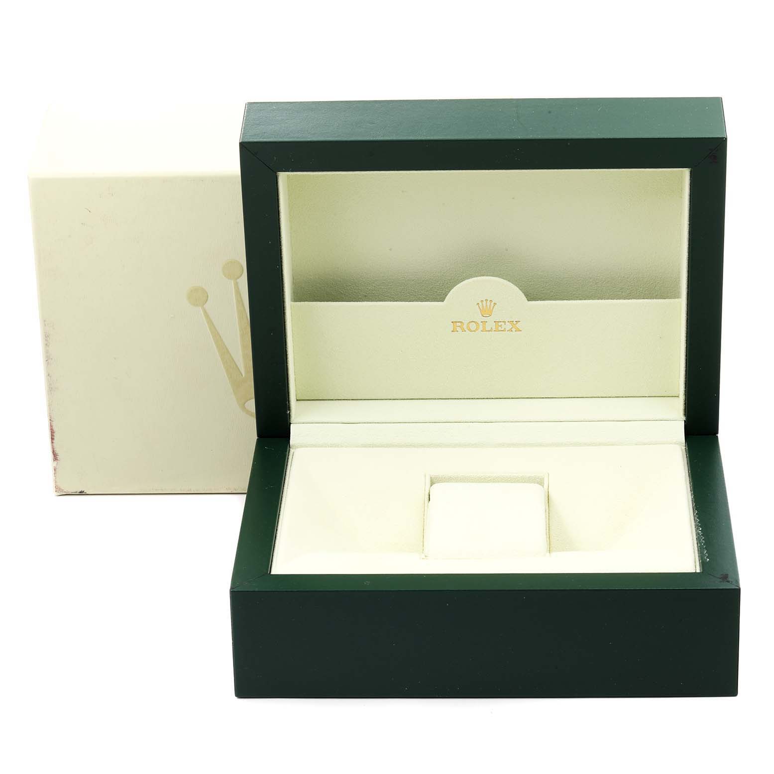 The image shows an open Rolex Submariner 14060 Men's Stainless Steel Black Dial 14060 Men's Stainless Steel Black Dial watch box with its outer box in the background.