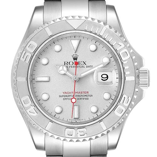 Photo of Rolex Yachtmaster 40mm Steel Platinum Dial Bezel Mens Watch 16622 Box Papers