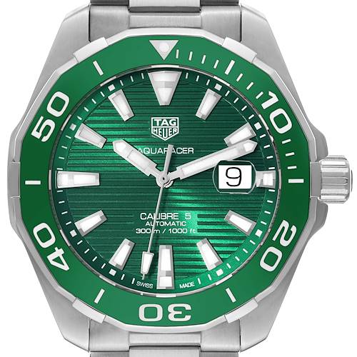 Photo of Tag Heuer Aquaracer Green Dial Steel Mens Watch WAY201S Box Card