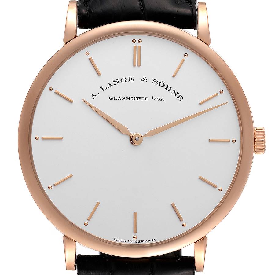 A. Lange and Sohne Saxonia Thin 40mm Rose Gold Mens Watch 211.032 Papers SwissWatchExpo