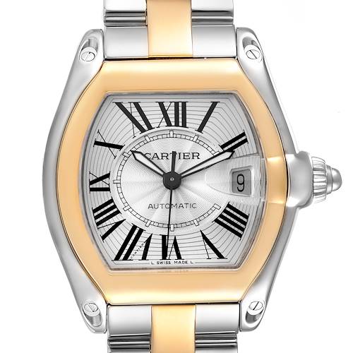Photo of Cartier Roadster Yellow Gold Steel Silver Dial Mens Watch W62031Y4